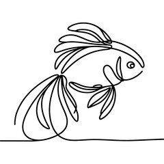 Poster - minimalist vector illustration representing a fish swimming, drawn with a single unbroken line