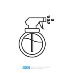 Poster - A simple line drawing of a spray bottle, typically used for cleaning or dispensing liquids. The design emphasizes functionality and ease of use.