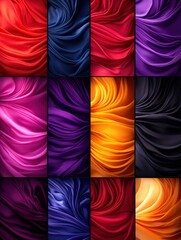 Aufkleber - Elegant silk textures a colorful display of draped fabrics in rich hues and smooth patterns