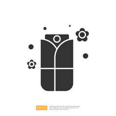 Poster - A minimalist graphic depicting a wrapped object with floral motifs, suggesting themes of care, nature, or gift-giving.