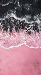 Poster - A pink and black ocean wave with white foam