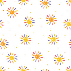 Wall Mural - cute background with hand drawn sun. summer design. vector illustration