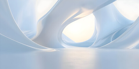 Poster - abstract white swirling interior: a mesmerizing 3d rendering of a futuristic, minimalist interior. f