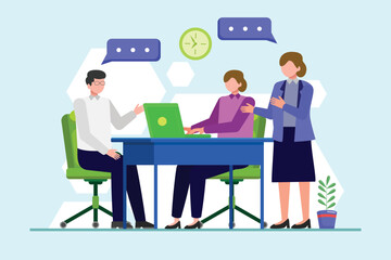 Poster - Business communication concept. Colored flat vector illustration isolated.