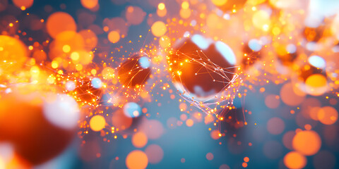 Poster - Abstract Sphere Network: A captivating abstract background featuring luminous spheres connected by glowing lines, evoking a sense of interconnectedness, innovation, and technological advancement.