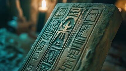 Poster - A close-up of ancient Egyptian hieroglyphics etched into stone for a touch of history and mystery