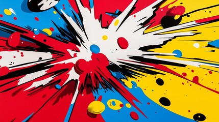 Aufkleber - A bold, pop art explosion in bright red, yellow, and blue