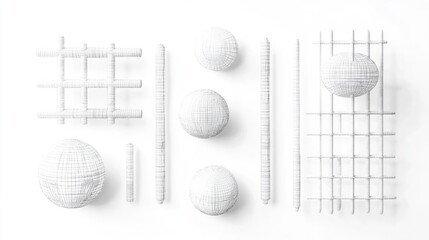 Poster - futuristic retro minimalistic design with wireframe shapes and forms generative ai