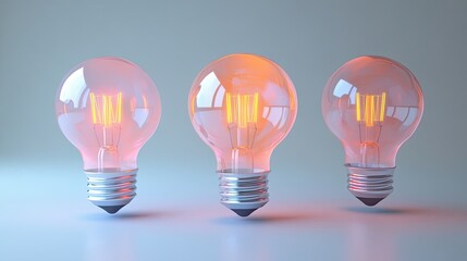 Poster - Glowing Minimalist Light Bulb Icons on a Smooth Surface During Evening Generative AI