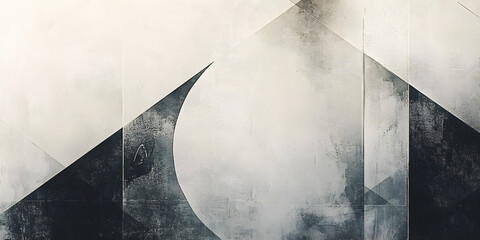Poster - Abstract Geometric Shapes: A mesmerizing interplay of geometric shapes and textured surfaces creates an abstract art piece.  Intriguing, dynamic, and visually striking.
