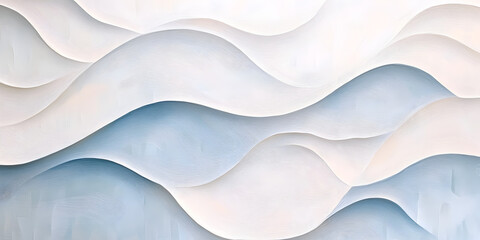 Poster - Abstract Blue and White Waves: A minimalist design featuring soft, flowing waves in shades of blue and white, evoking tranquility and serenity. Perfect for backgrounds, website design.