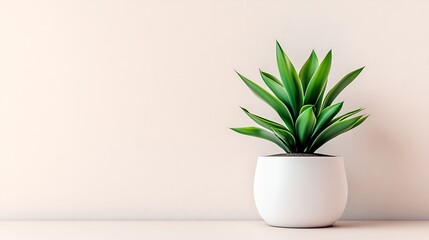 Poster - Contemporary Interior Decor with Stylish Green Plant in White Planter : Generative AI