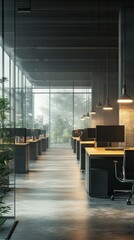 Poster - A large open office space with many desks and chairs. The room is well lit and has a modern feel
