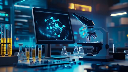 Laboratory Setup with Microscope and Scientific Equipment