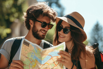 Tourist Couple Reading a Map