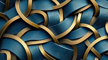 Wall Mural - abstract intertwined gold and blue