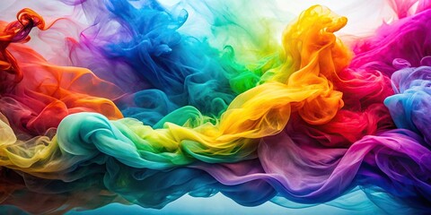 abstract fusion background with waves of colorful smoke and fabric pattern