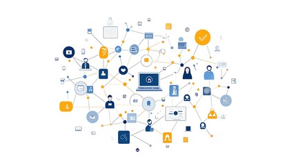 Flat illustration of an interconnected network technology