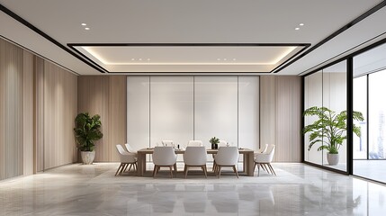 Elegant modern conference room design a spacious meeting space with minimalist aesthetic and natural lighting