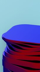 Aufkleber - Abstract Stack of Curved Layers in Blue and Red on Light Blue Background