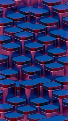 Poster - Abstract Stacked Blue and Red Rounded Shapes