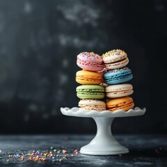 Wall Mural - Macaron or macaroon cake, colorful cookies.