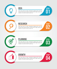Wall Mural - business infographics 4 steps options design template.data and information visualization.dynamic col