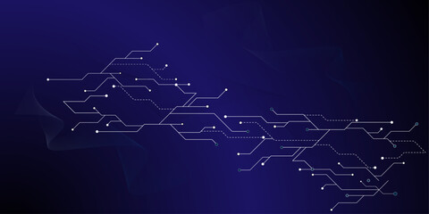 Vectors White Abstract geometric dots and lines connection circuit concept. Global communication technology background design