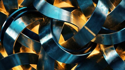 Wall Mural - abstract metal sculpture with intertwined bands