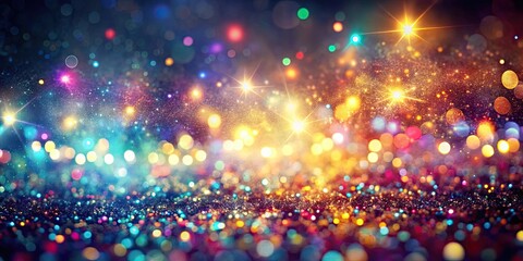 Wall Mural - Magic multicolored sparkles of light creating flickering abstract structures with bokeh background, sparkles