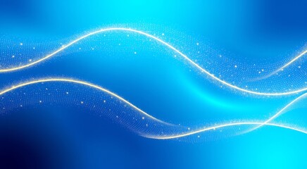 Abstract blue background with two golden waves.