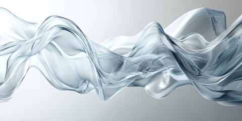 Poster - A long, curving wave of water is shown in a white background. The water appears to be moving in a fluid, almost ethereal manner, giving the impression of a dreamlike, otherworldly quality