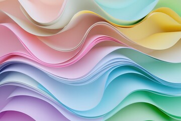 A colorful wave of paper with a rainbow of colors