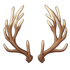 Wall Mural - Cartoon reindeer antlers on a white background.