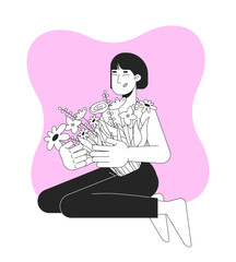 Poster - celebrating resilience after mastectomy black and white 2d illustration concept. breast cancer survi