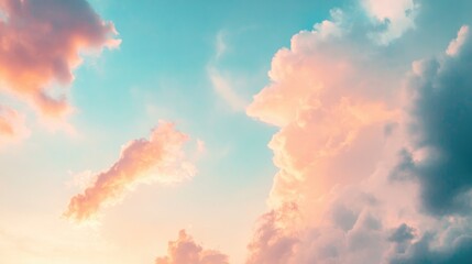 Poster - Stunning sky view featuring clouds during sunrise with a blend of colors Partly cloudy backdrop showcasing vibrant natural textures