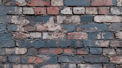 Poster - Weathered brick wall with a grunge texture showcasing a rustic aesthetic