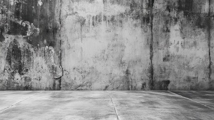 Poster - Gray cement wall with a blank floor backdrop ideal for showcasing products