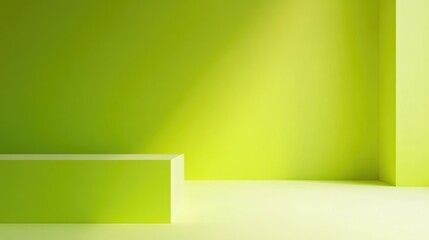 Poster - Solid lime green or neon green background with empty space ideal for studio displays advertisements or website templates
