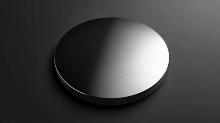 Poster - silver circular shape with shadow on a dark backdrop glossy silver disc ideal for packaging design o