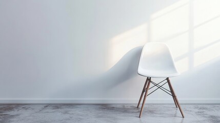 Poster - a white chair in a room featuring white walls highlighting a minimalist design approach