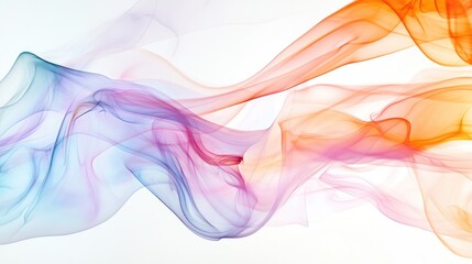 Leinwandbilder - Colorful smoke creates an artistic abstraction with dynamic fluid shapes against a white backdrop embodying a contemporary graphic design concept