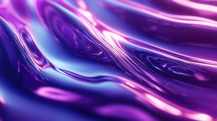Poster - Abstract holographic background featuring ultra violet waves in synthwave vaporwave and retrowave styles embodying retro futurism aesthetics