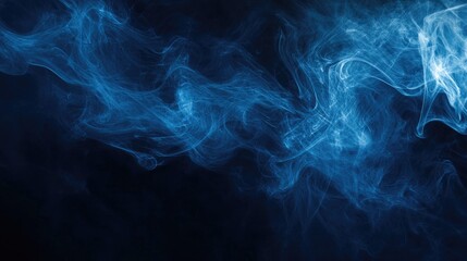 Fototapete - An abstract dark blue background features delicate wisps of smoke and smog