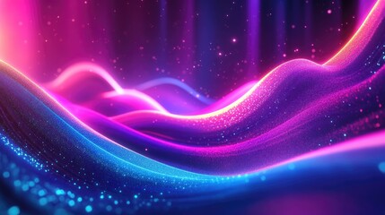 Aufkleber - 3D rendering featuring glowing lines and neon lights in an abstract psychedelic background with vibrant ultraviolet pink and blue hues