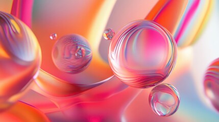 Poster - Dynamic 3D render featuring abstract floating shapes in a captivating background