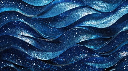 Leinwandbilder - Abstract blue glitter wave texture with sequins