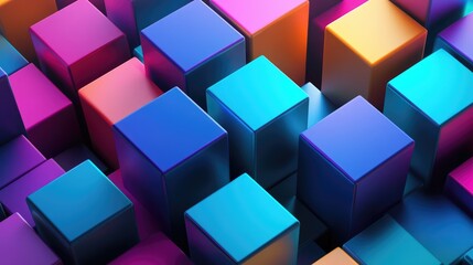 Leinwandbilder - Colorful abstract background featuring 3D rendered cube shapes