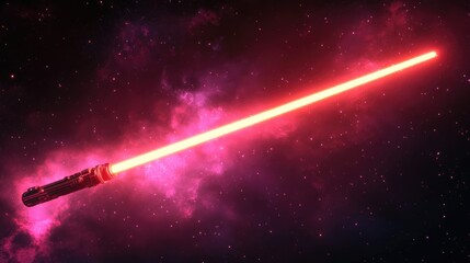 Aufkleber - Crimson illuminated sword resembling a galactic lightsaber Bright and radiant celestial design