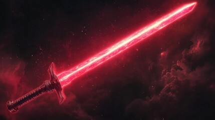 Aufkleber - Crimson illuminated sword resembling a galactic lightsaber Bright and radiant celestial design